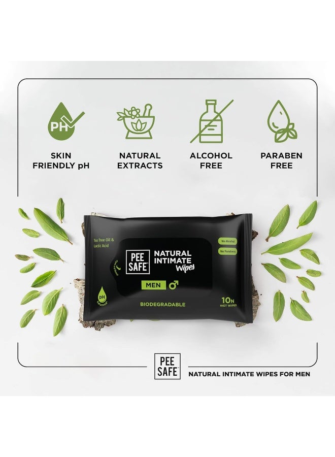 PEESAFE Pee Safe Intimate Wipes for Men, Biodegradable, pH balanced - 40 Wipes (Pack of 4) - Image 3